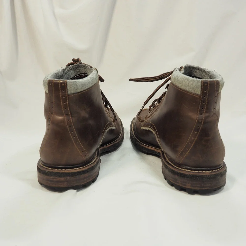 Woolrich Woodwright Boots Mens 9.5 Brown Leather Wool Lined Moc Toe Lace Up